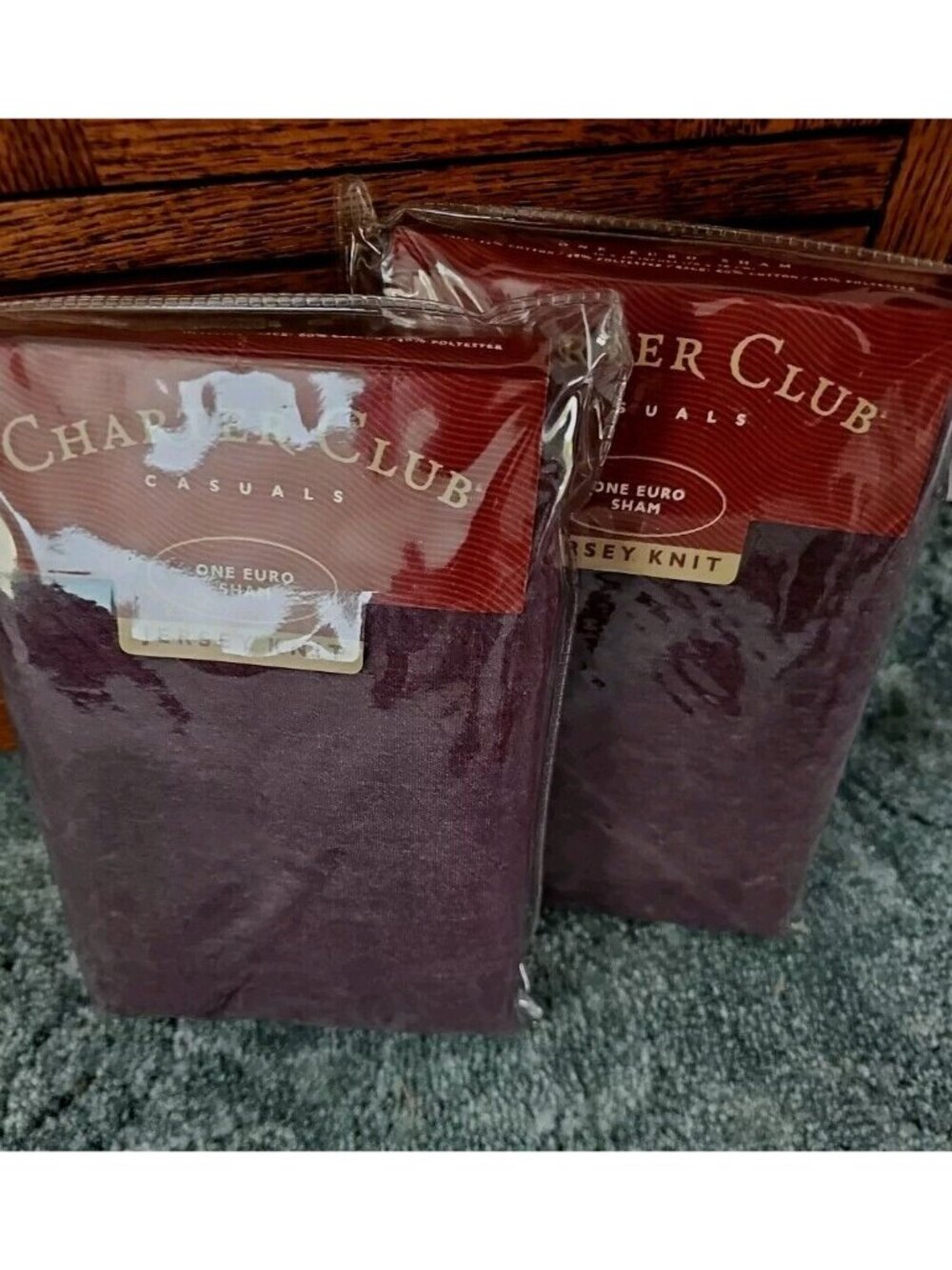 New Charter Club Plum Euro Sham Jersey Knit 30" square Macys vintage set of 2 - Picture 11 of 11